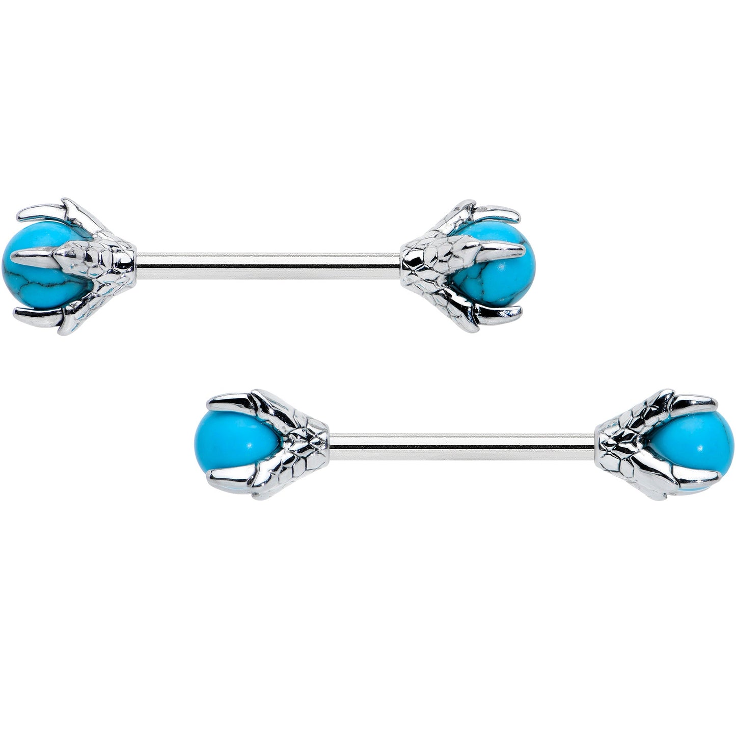 14G 5/8 Blue Turquoise Skeleton Hand Halloween Nipple Ring Set