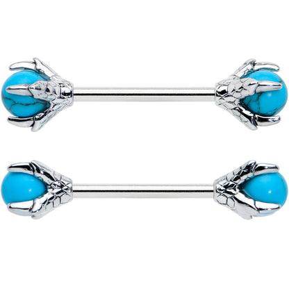 14G 5/8 Blue Turquoise Skeleton Hand Halloween Nipple Ring Set
