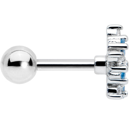 16G 1/4 Blue CZ Gem Floral Burst Cartilage Tragus Earring