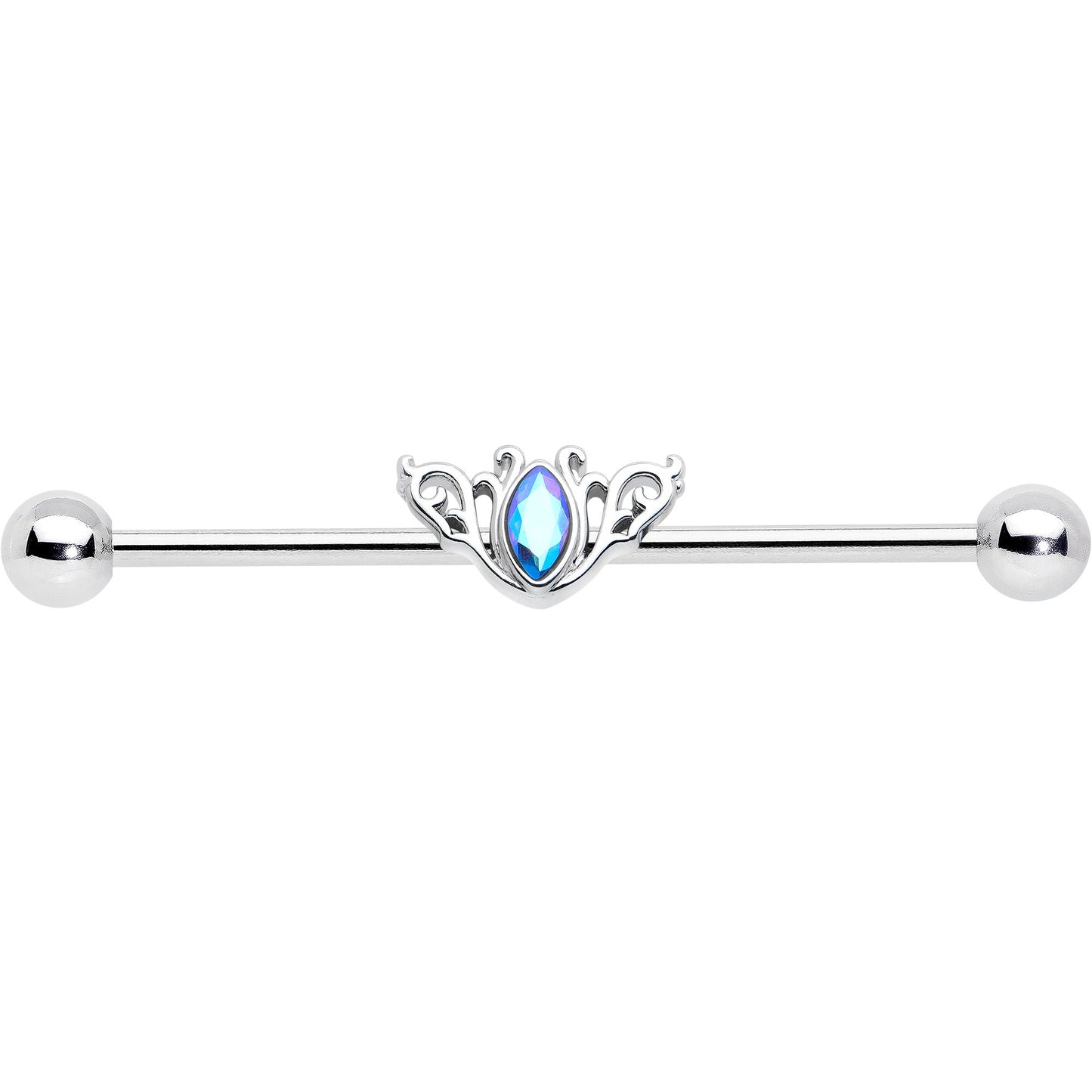 14G Aurora Gem Art Deco Style Waves Industrial Barbell 38mm