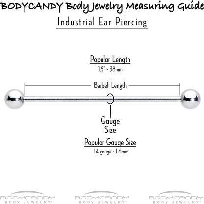 14G Clear Gem Gold Tone Textured Cross Industrial Barbell 38mm