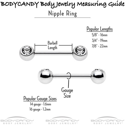 14G 9/16 Aurora Gem Deco Waves Barbell Nipple Ring Set