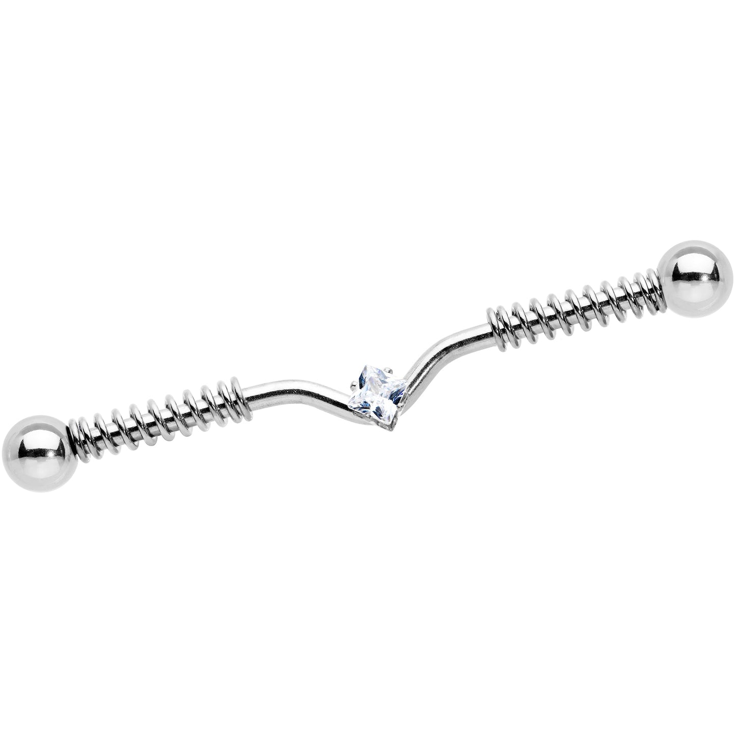 14G Clear Gem Vee Spring Coil Project Bar 38mm