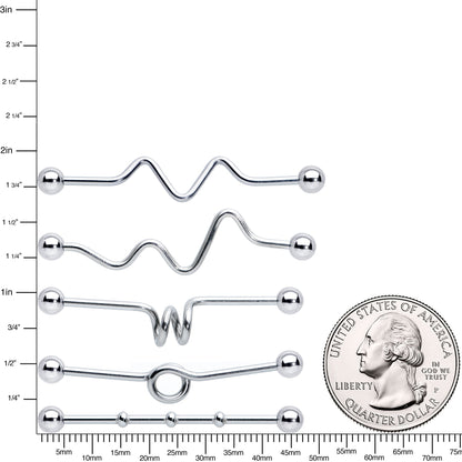 14G Loops Waves Industrial Project Bar 40mm Set of 5