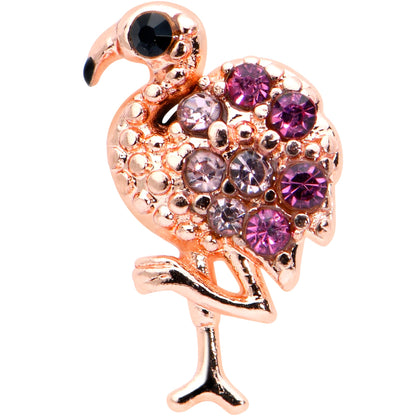 16G 1/4 Pink Gem Rose Gold Hue Fashion Flamingo Cartilage Tragus