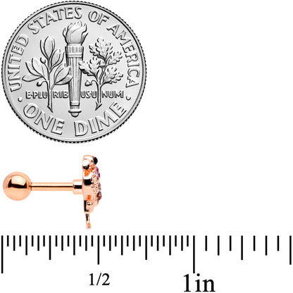16G 1/4 Pink Gem Rose Gold Hue Fashion Flamingo Cartilage Tragus