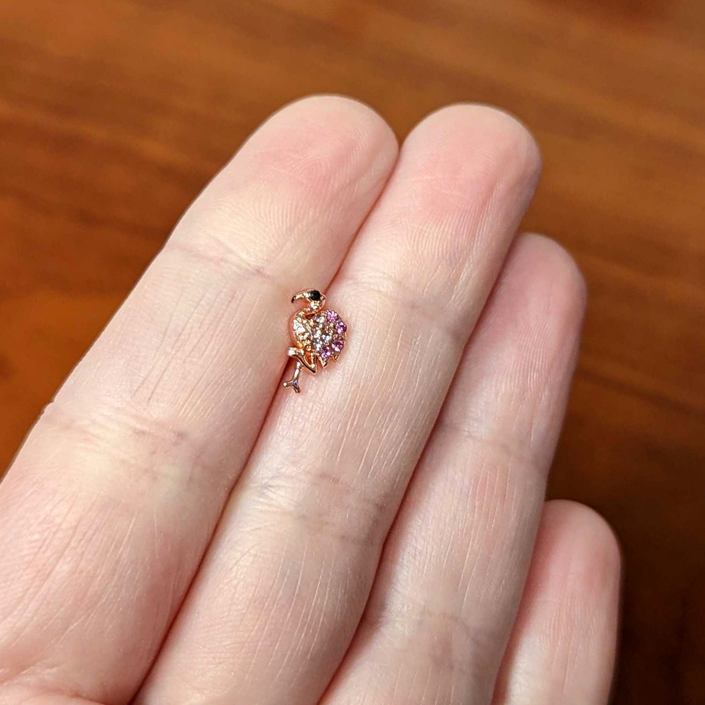 16G 1/4 Pink Gem Rose Gold Hue Fashion Flamingo Cartilage Tragus