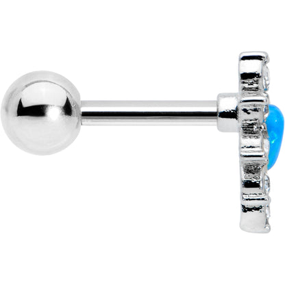 16G 1/4 Blue Faux Opal Sun Heart Cartilage Tragus Earring