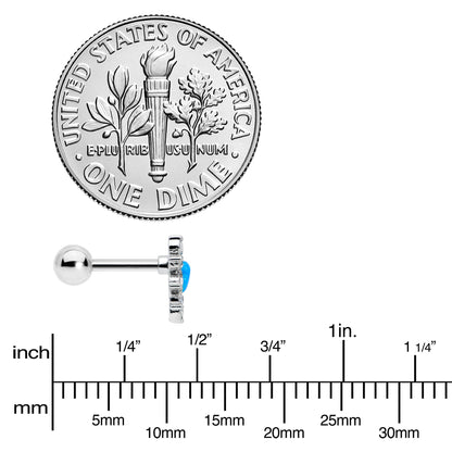 16G 1/4 Blue Faux Opal Sun Heart Cartilage Tragus Earring