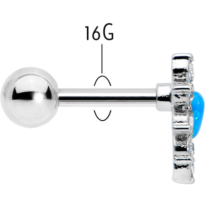 16G 1/4 Blue Faux Opal Sun Heart Cartilage Tragus Earring