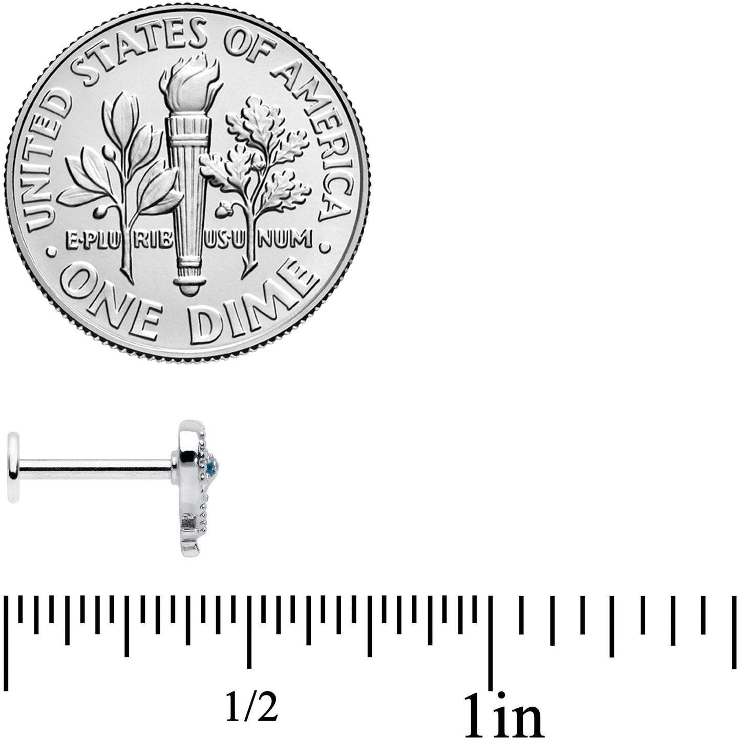 16G 5/16 Dolphin Blue Heart Valentines Day Labret Monroe Tragus