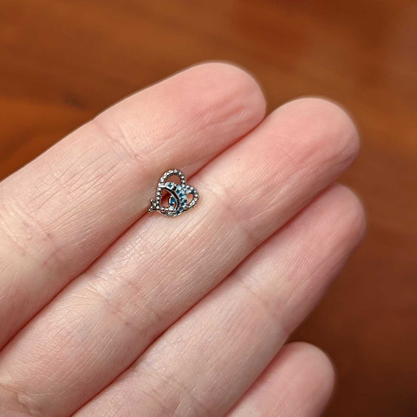 16G 5/16 Dolphin Blue Heart Valentines Day Labret Monroe Tragus