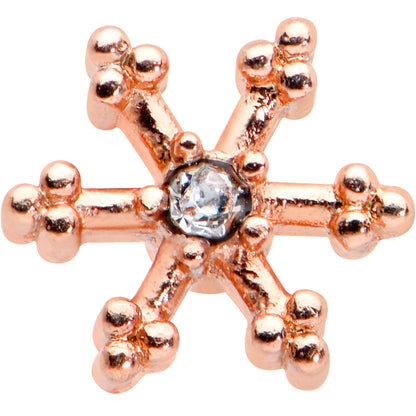 20G 7.5mm Clear Gem Rosy Tone Sweet Snowflake L Shape Nose Ring