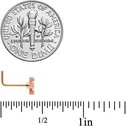 20G 7.5mm Clear Gem Rosy Tone Sweet Snowflake L Shape Nose Ring