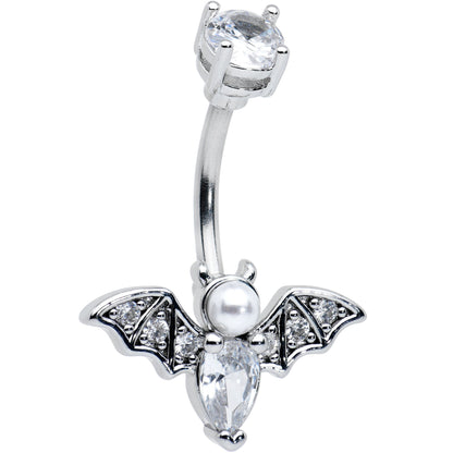 Clear Gem Vampire Bat Halloween Belly Ring