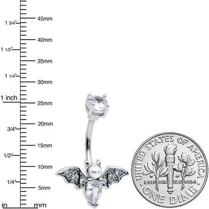 Clear Gem Vampire Bat Halloween Belly Ring