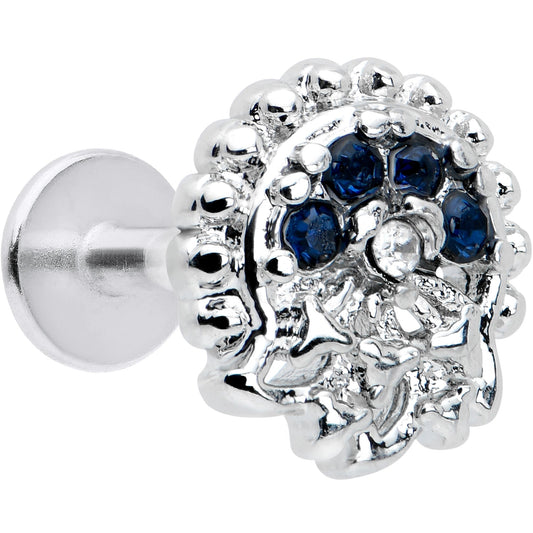 16G 1/4 Blue Clear Gem Abstract Arch Labret