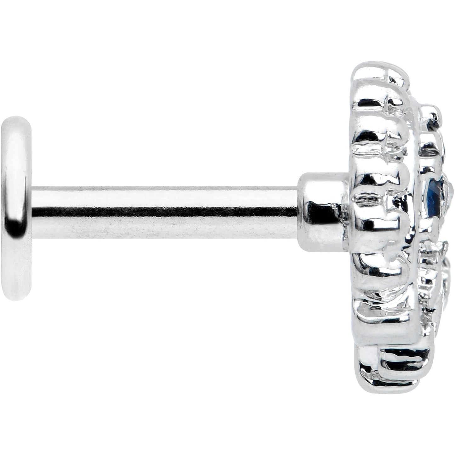 16G 1/4 Blue Clear Gem Abstract Arch Labret