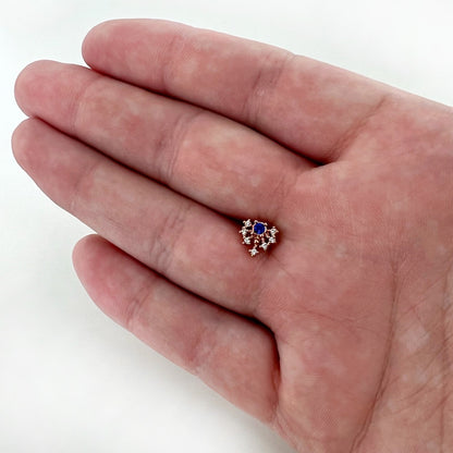 16G 1/4 Blue Clear Gem Rose Gold Tone Glamour Flare Labret