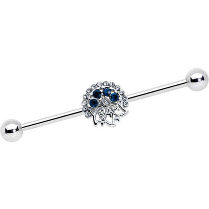 14G Blue Gem Abstract Arch Industrial Barbell 38mm