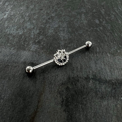 14G Blue Gem Abstract Arch Industrial Barbell 38mm