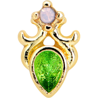 20G 1/4 Green Gem Shades of Spring Golden Nose Bone