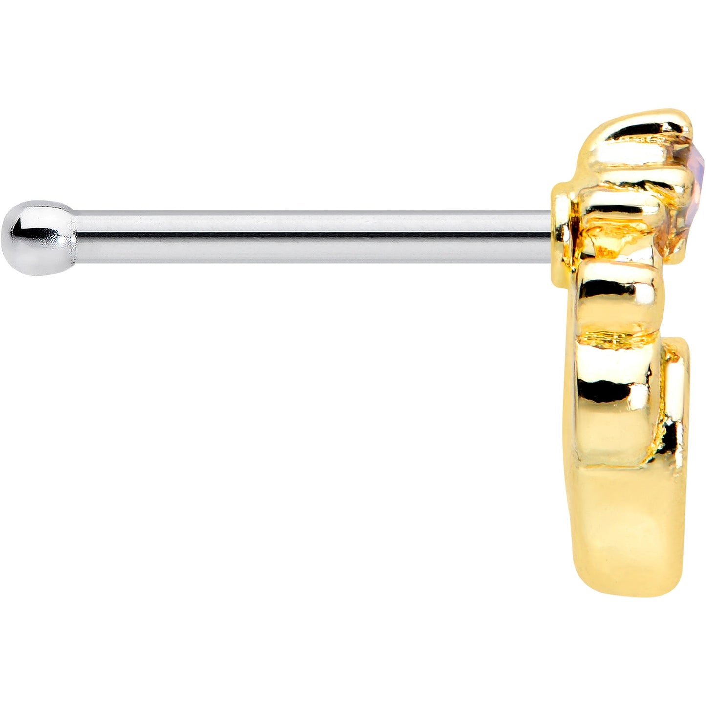 20G 1/4 Green Gem Shades of Spring Golden Nose Bone