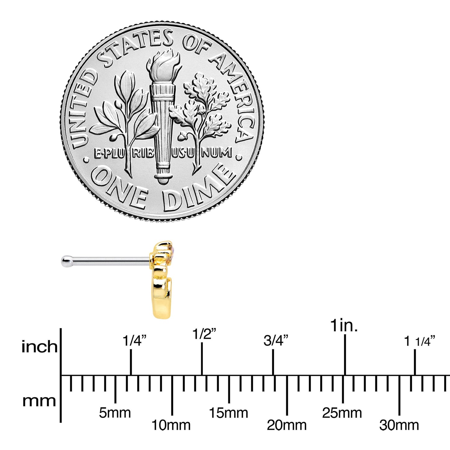 20G 1/4 Green Gem Shades of Spring Golden Nose Bone