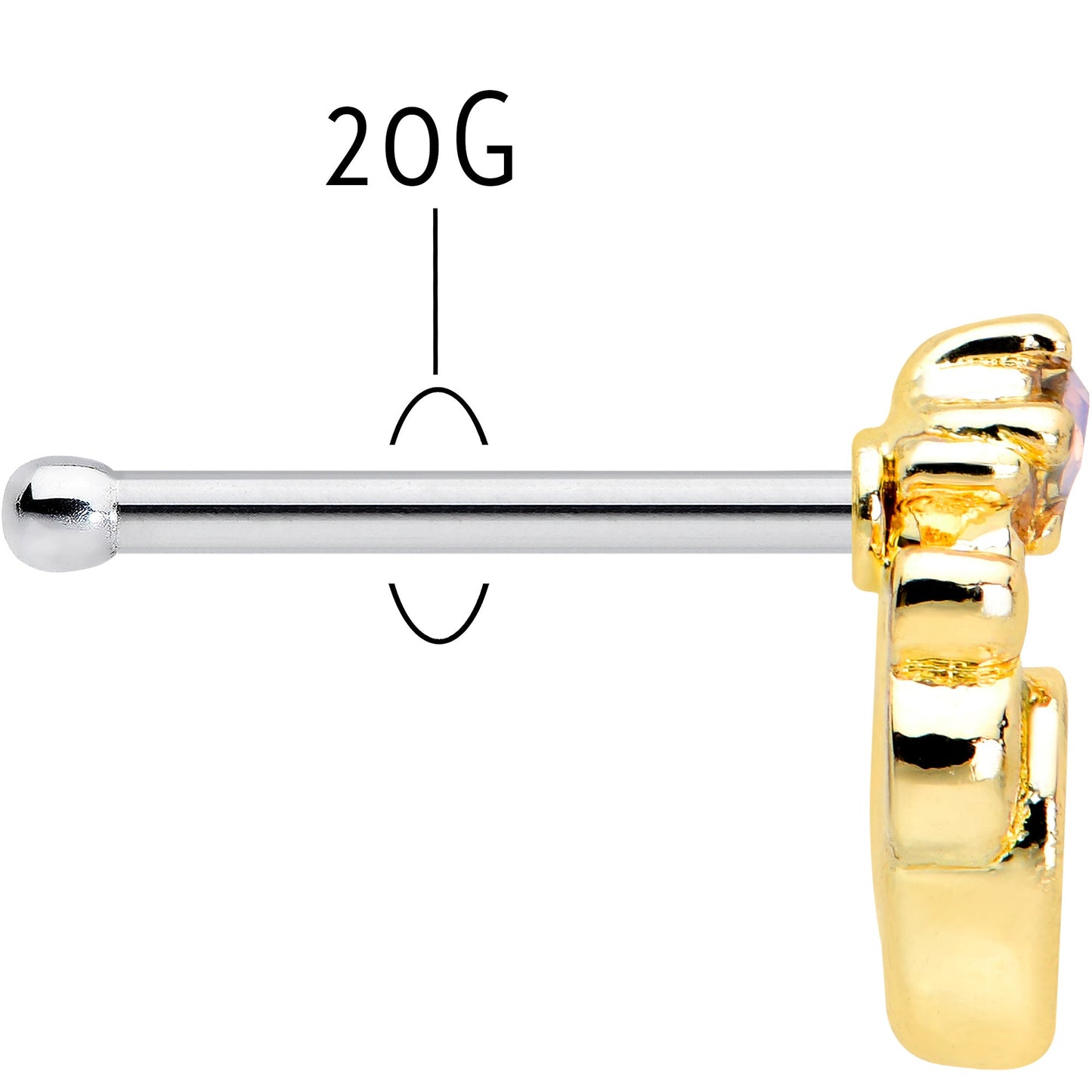 20G 1/4 Green Gem Shades of Spring Golden Nose Bone