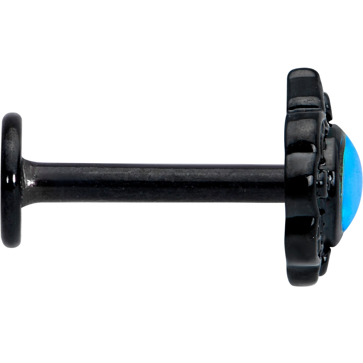 16G 5/16 White Tourmaline Black Filigree Labret Monroe Tragus