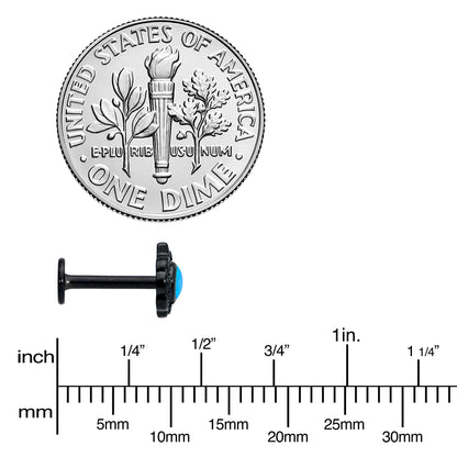 16G 5/16 White Tourmaline Black Filigree Labret Monroe Tragus