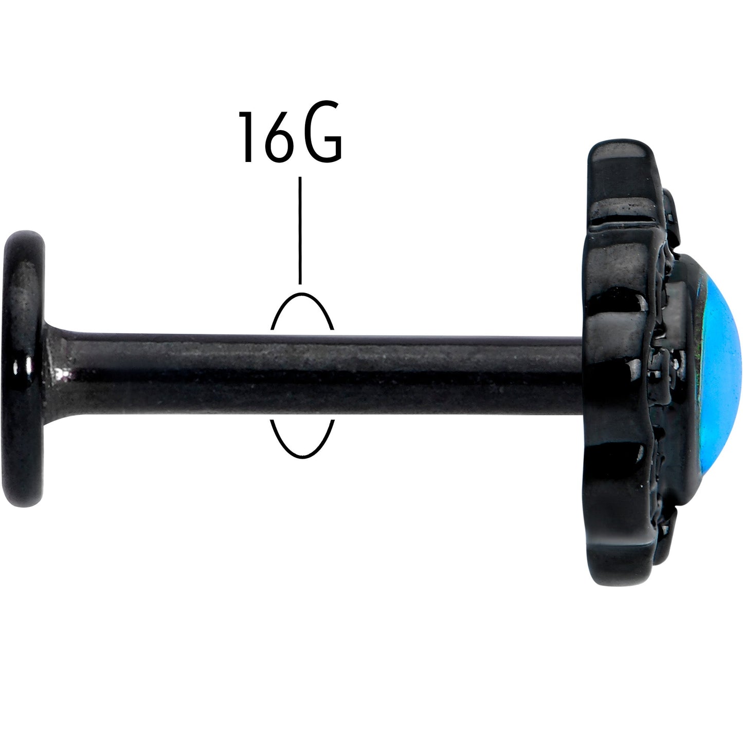 16G 5/16 White Tourmaline Black Filigree Labret Monroe Tragus