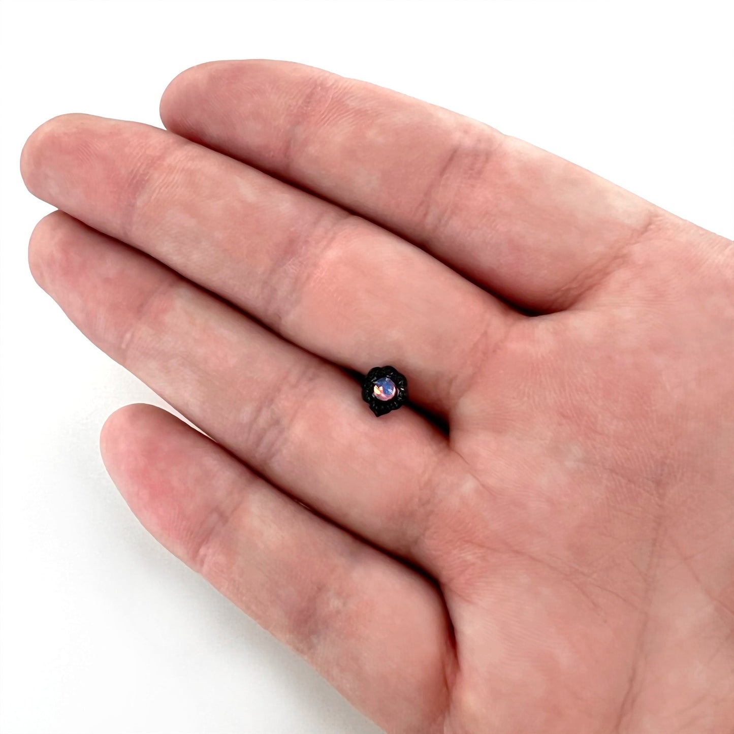 16G 5/16 White Tourmaline Black Filigree Labret Monroe Tragus