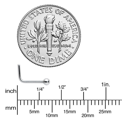 20G 1/4 Aurora Pink CZ Gem Flower L Shape Nose Ring Set of 6