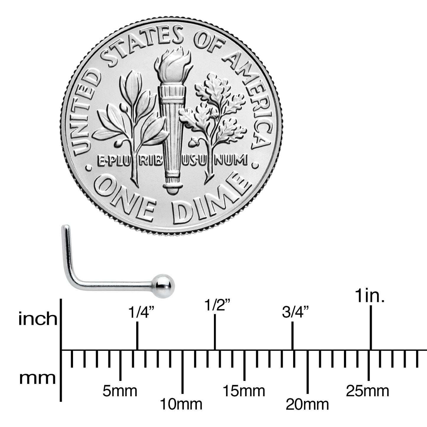 20G 1/4 Aurora Purple CZ Gem Flower Bow L Shape Nose Ring Set of 6