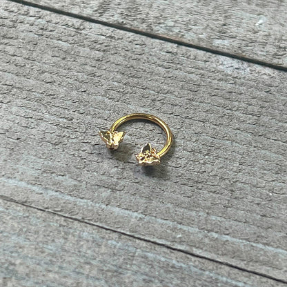 16G 3/8 Gold Tone Burnished Butterflies Horseshoe Circular Barbell