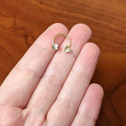 16G 3/8 Gold Tone Burnished Butterflies Horseshoe Circular Barbell