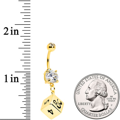 Licensed Dungeons & Dragons Clear CZ Gem Dice Dangle Belly Ring