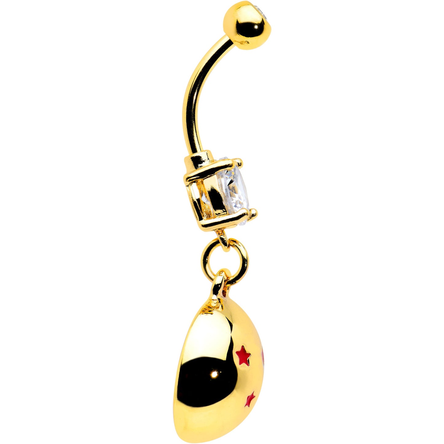 Licensed Dragonball Z Clear CZ Gem Gold Hue Starball Dangle Belly Ring