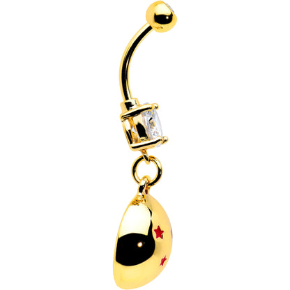 Licensed Dragonball Z Clear CZ Gem Gold Hue Starball Dangle Belly Ring