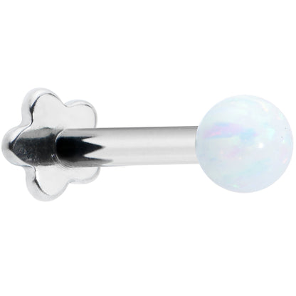 16G 5/16 White Synthetic Opal Titanium Threadless Flower Labret