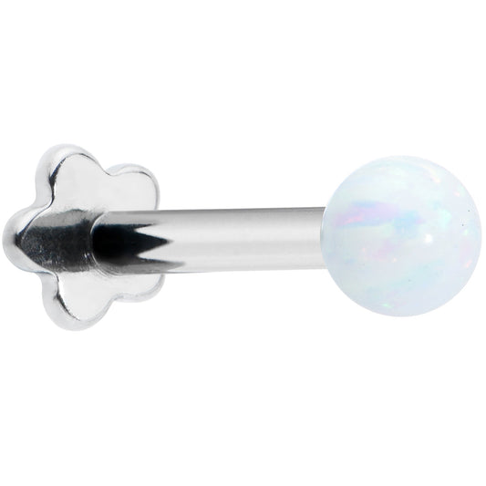 16G 5/16 White Synthetic Opal Titanium Threadless Flower Labret