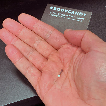 16G 5/16 White Synthetic Opal Titanium Threadless Flower Labret