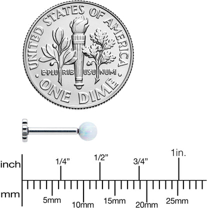 16G 5/16 White Synthetic Opal Titanium Threadless Flower Labret