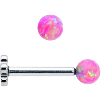 16G 5/16 Pink Synthetic Opal Titanium Threadless Flower Labret