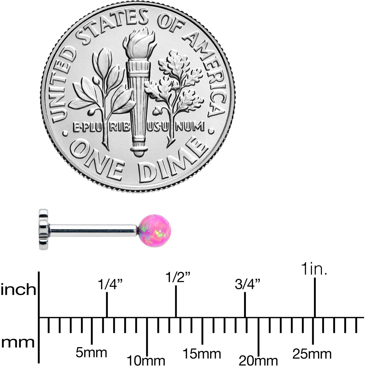 16G 5/16 Pink Synthetic Opal Titanium Threadless Flower Labret