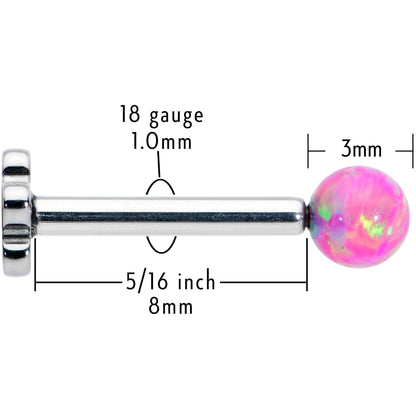 16G 5/16 Pink Synthetic Opal Titanium Threadless Flower Labret