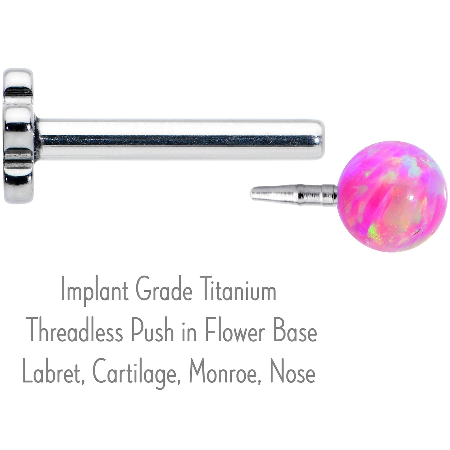 16G 5/16 Pink Synthetic Opal Titanium Threadless Flower Labret