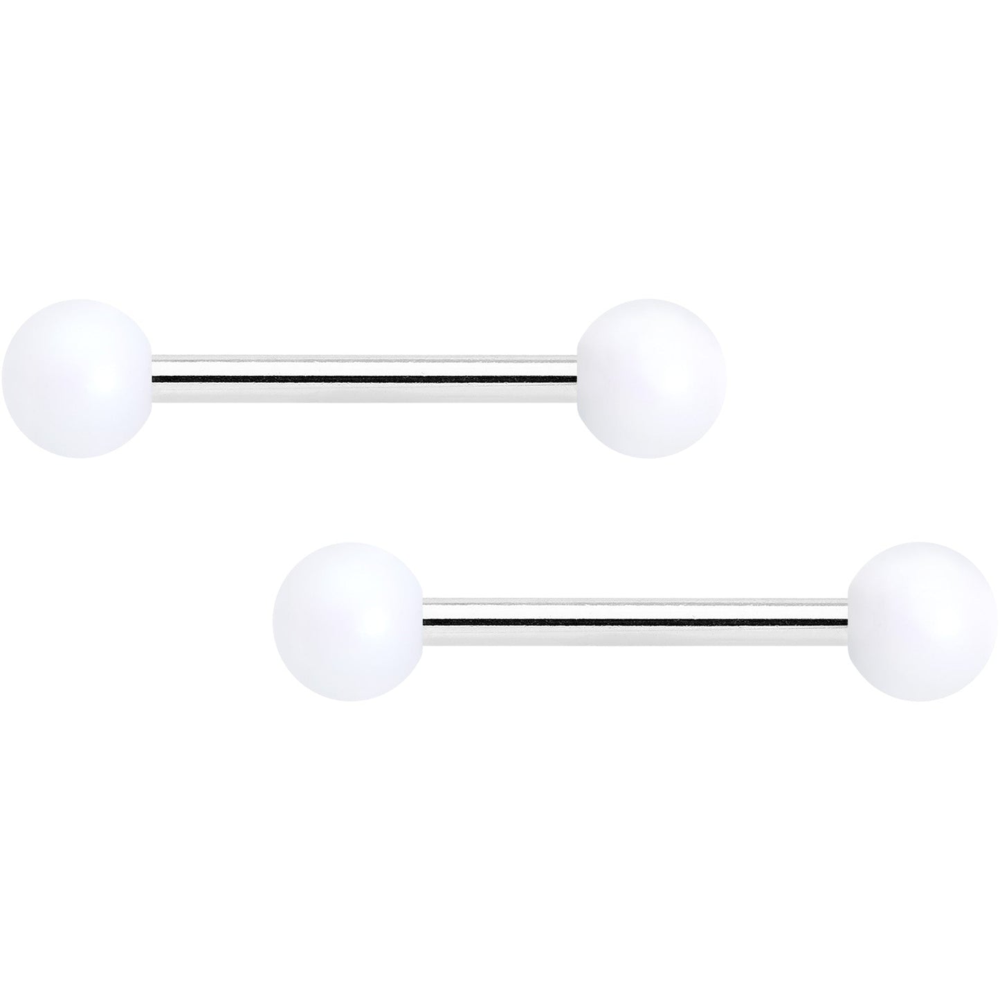 14G 9/16 Matte White Aurora Barbell Nipple Ring Set