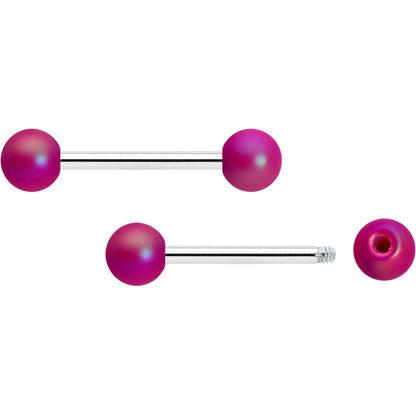 14G 9/16 Matte Purple Aurora Barbell Nipple Ring Set